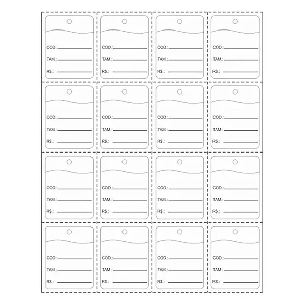 ETIQUETA TAG P/ROUPAS 30X38MM BRANCO C/1008