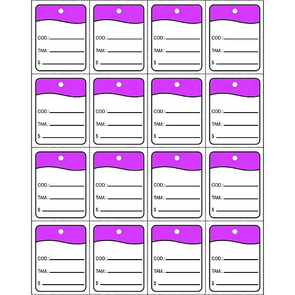 ETIQUETA TAG P/ROUPAS 30X38MM LILAS C/1008