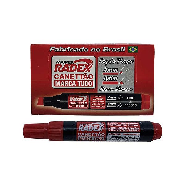 PINCEL MARCADOR ATOMICO RADEX 8X4MM VERMELHO