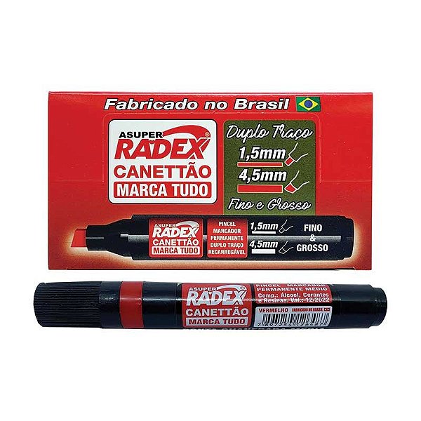 PINCEL MARCADOR ATOMICO RADEX 4,5X1,5MM VERMELHO