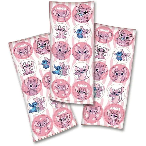 ADESIVOS DECORADOS STITCH ANGEL ROSA 9,5X23CM PCT