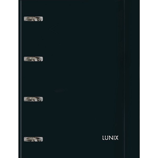 CADERNO ARGOLADO CARTONADO LUNIX PRETO