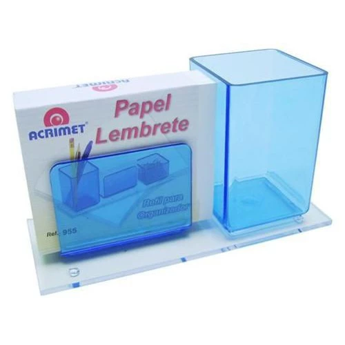 PORTA LAPIS/LEMBRETE ACRILICO AZUL CLEAN