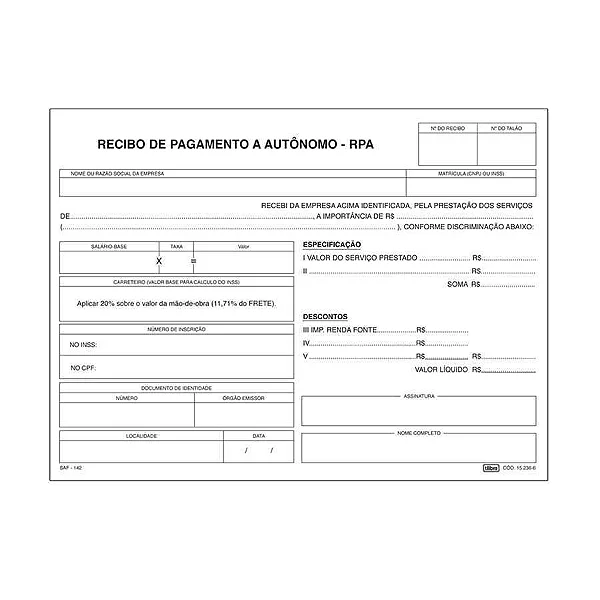 RECIBO PAGAMENTO AUTONOMO 25X03 VIAS