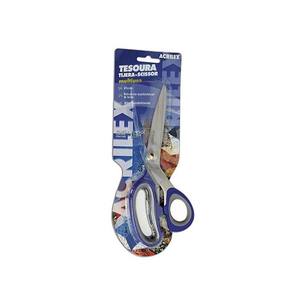 TESOURA MULTIUSO 20CM AZUL