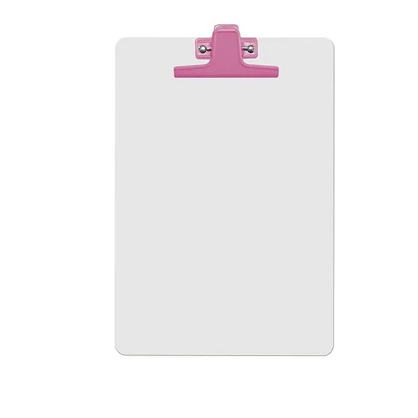PRANCHETA A-4 MDF BRANCO PRENDEDOR METAL ROSA