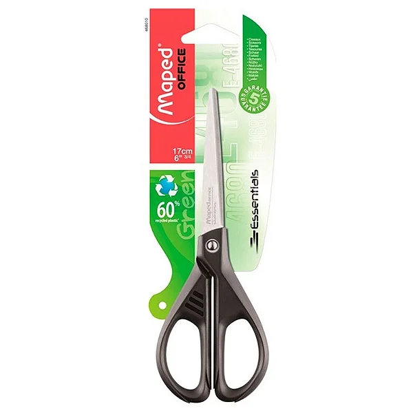 TESOURA USO GERAL 17CM ESSENTIALS GREEN BLISTER