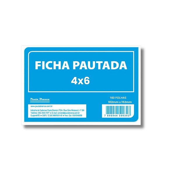 FICHA PAUTADA 4X6 COLORIDA C/50
