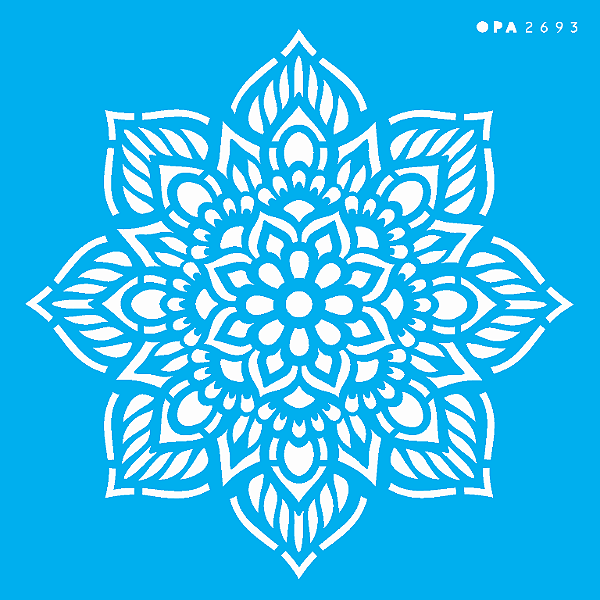 MOLDE VAZADO/ESTENCIL 14X14CM MANDALA FLOR 8 PONTA