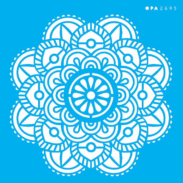 MOLDE VAZADO/ESTENCIL 14X14CM MANDALA FLOR VITRAL