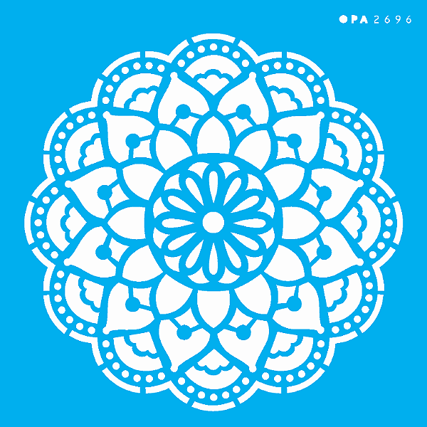 MOLDE VAZADO/ESTENCIL 14X14CM MANDALA FLOR DE LOTU