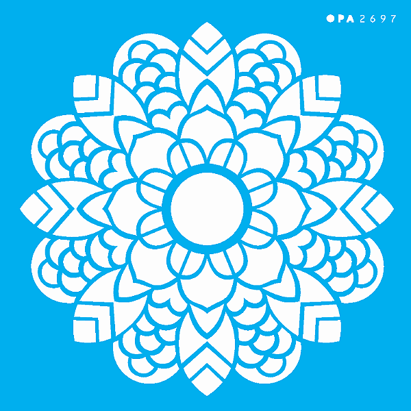 MOLDE VAZADO/ESTENCIL 14X14CM MANDALA FOLHAS