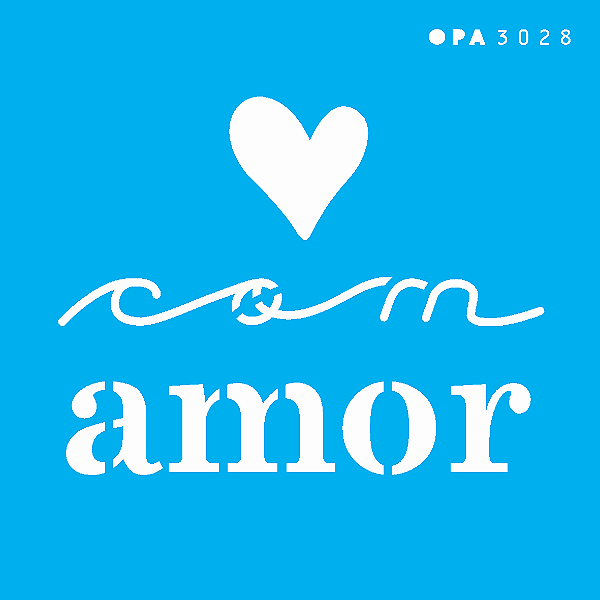 MOLDE VAZADO/ESTENCIL 10X10CM FRASE COM AMOR