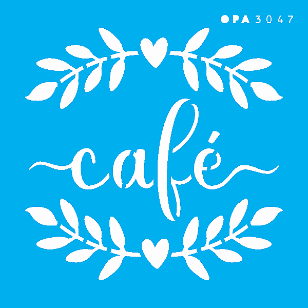 MOLDE VAZADO/ESTENCIL 10X10CM PALAVRAS CAFE
