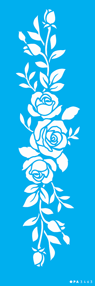 MOLDE VAZADO/ESTENCIL 10X30CM FLORES ROSAS III