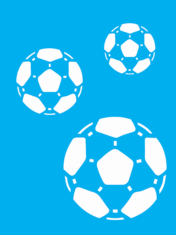 MOLDE VAZADO/ESTENCIL 15X20CM BOLAS DE FUTEBOL