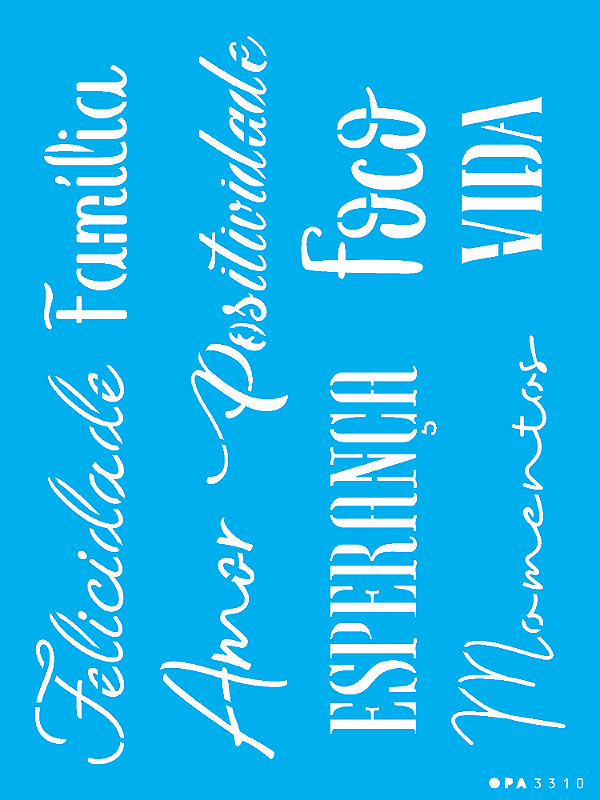 MOLDE VAZADO/ESTENCIL 15X20CM PALAVRAS LETTERING 2
