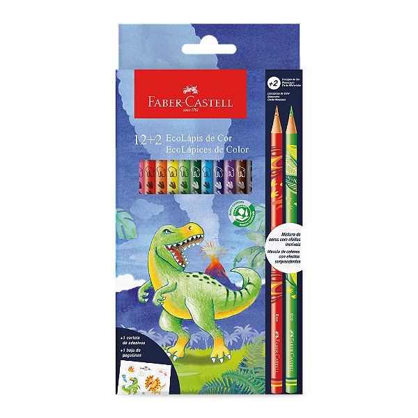 Lápis de Cor Faber-Castell Dinossauro 12+2 un