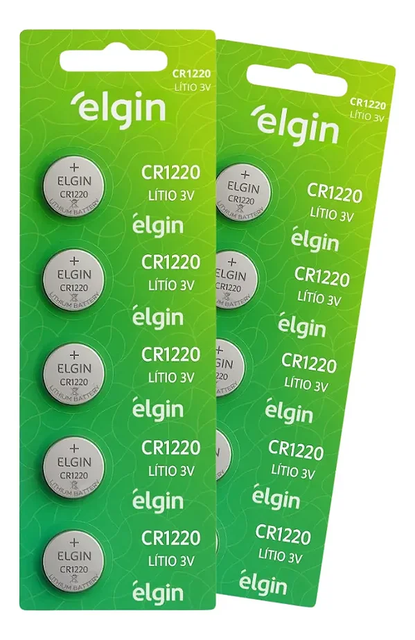 Pilha Lithium CR1220 3V Bateria Botão Unidade Elgin