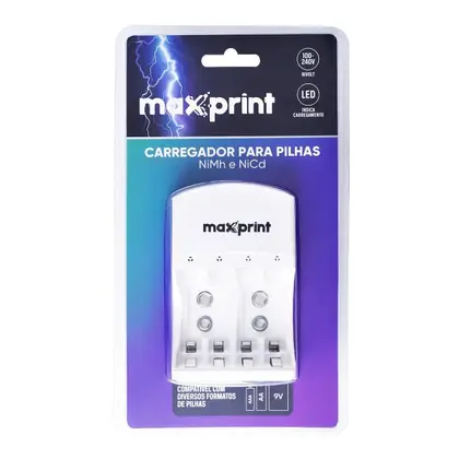 Carregador para Pilhas Recarregável Maxprint