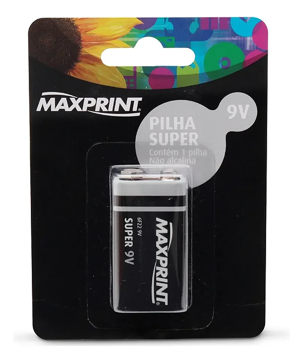 Pilha Super 9V Maxprint 6F22