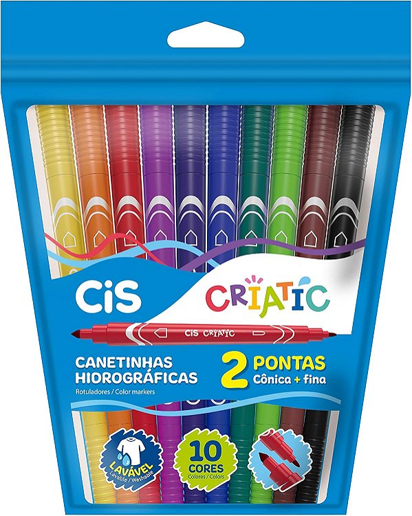 Canetinhas Hidrográficas Cis Criatic Duas Pontas 10 cores