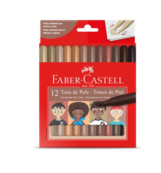 CANETINHA VAI E VEM TONS DE PELE 12 CORES FABER-CASTELL