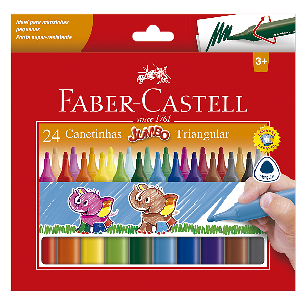 CANETINHA HIDROGRÁFICA FABER-CASTELL JUMBO TRIANGULAR 24 CORES