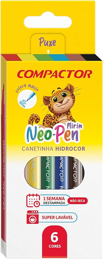 CANETA HIDROGRÁFICA COMPACTOR NEO-PEN MIRIM 6 CORES