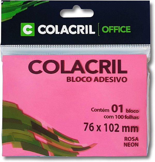 Bloco Adesivo 76x102mm 100 folhas Rosa Neon