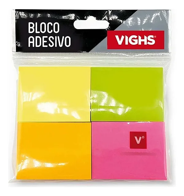 Bloco Adesivo Colorido 38x51 mm 4 Cores