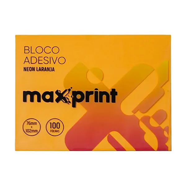 Bloco Adesivo Maxprint Neon Laranja 76x102mm