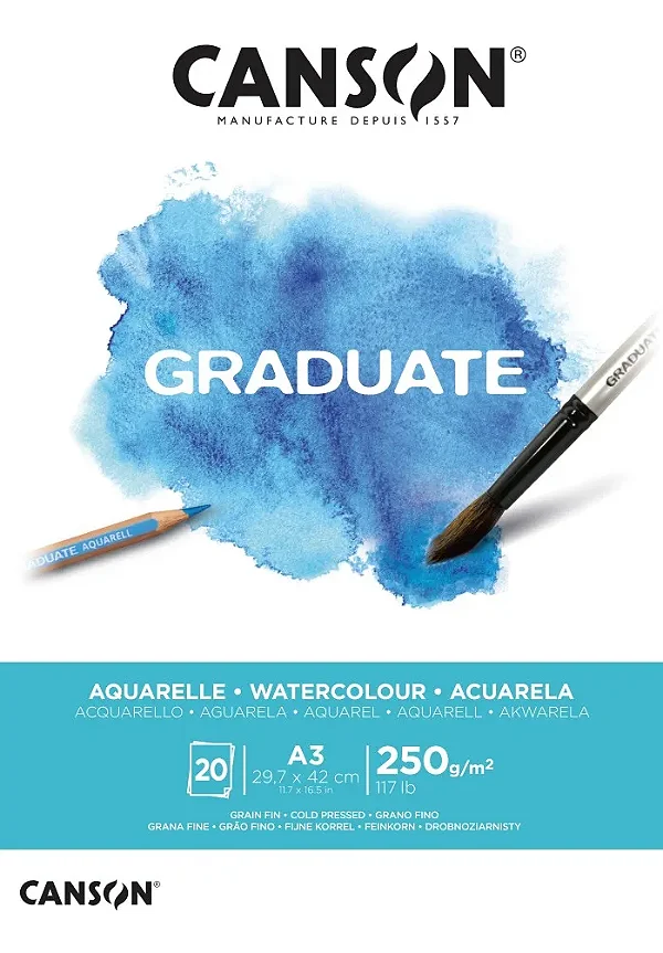 Bloco Canson Graduate Aquarela A3 20 Folhas 250g
