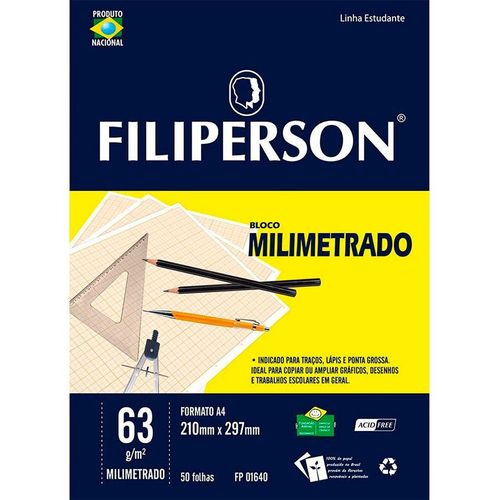 Bloco Milimetrado A4 50 Folhas Filiperson