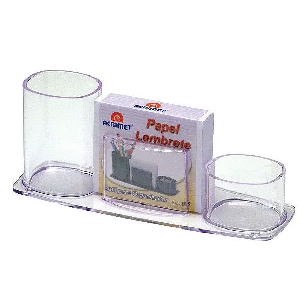 Porta Lápis Clips Lembrete Cristal 3 em 1 Acrimet