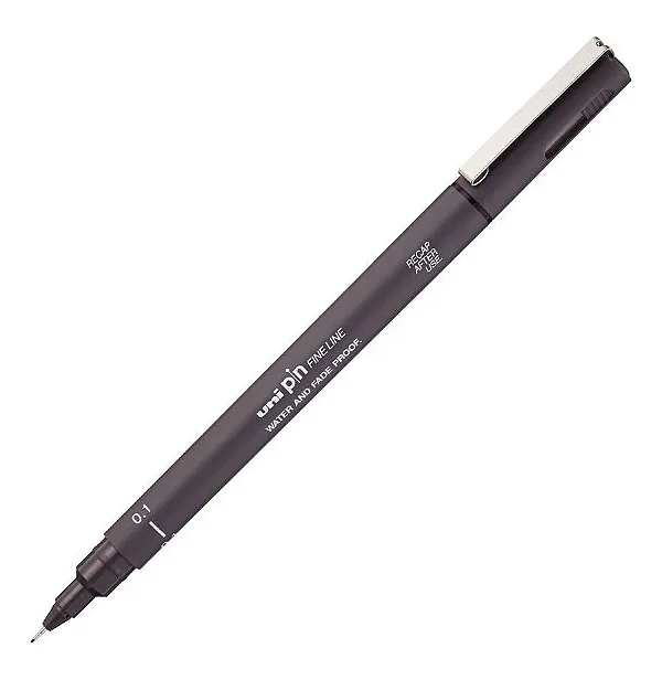 Caneta Uni Pin 0.1mm Cinza Escuro