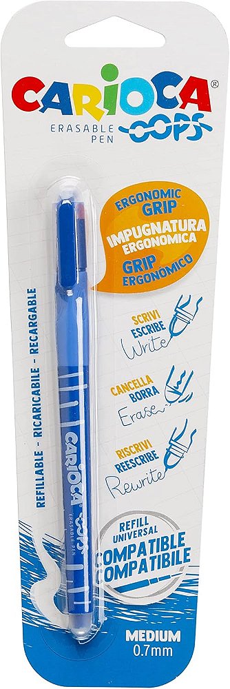 Caneta Apagável Carioca Azul Média 0.7mm