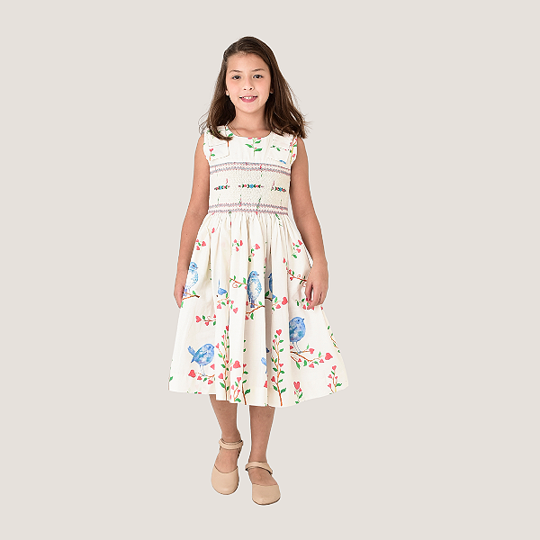 Vestido Duda Pássaros Azuis