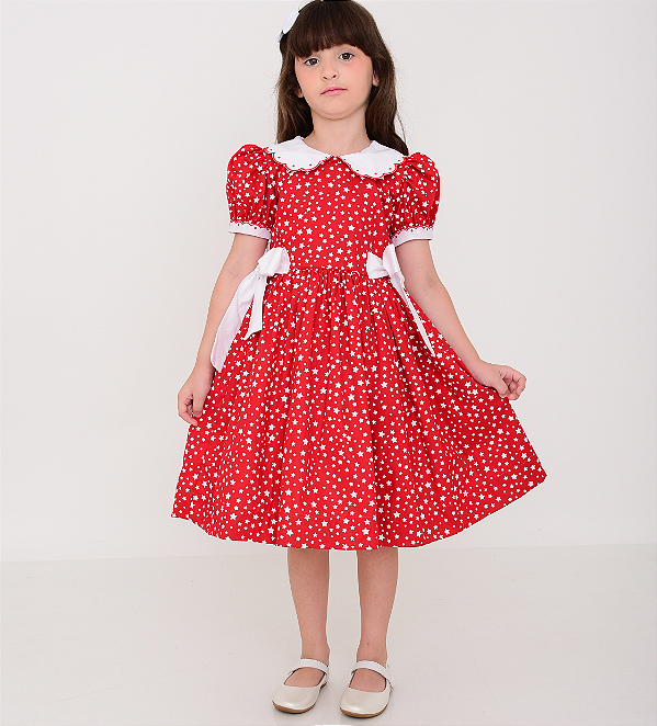 Vestido Laís Estrelas Vermelho