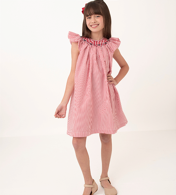 Vestido Mariah Vermelho e Branco
