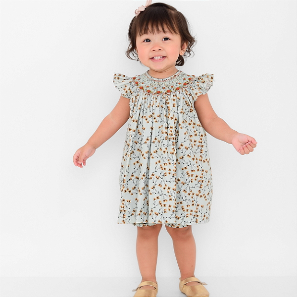 Vestido Mariah Floral Bordado Marrom