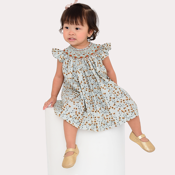 Vestido Mariah Floral Bordado Laranja