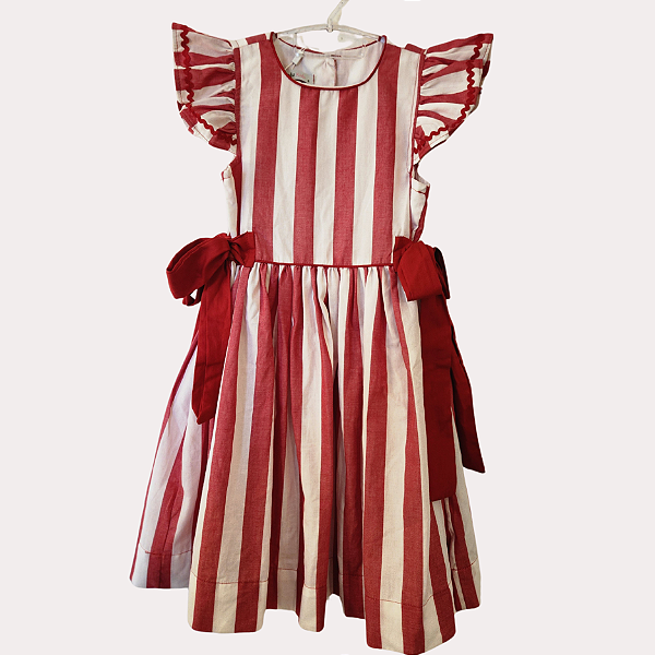 Vestido Vera Listrado Vermelho e Branco