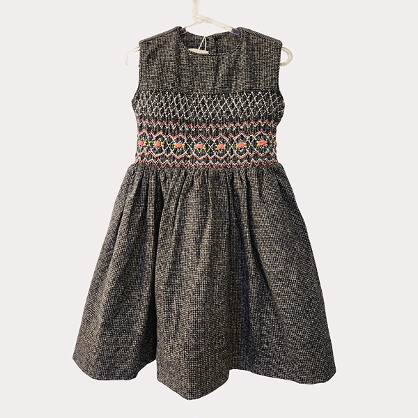 Vestido Dulce Flanela Bordado Rosa