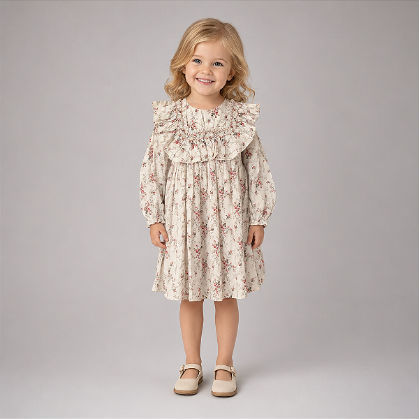 Vestido Antonella Floral Manga Longa
