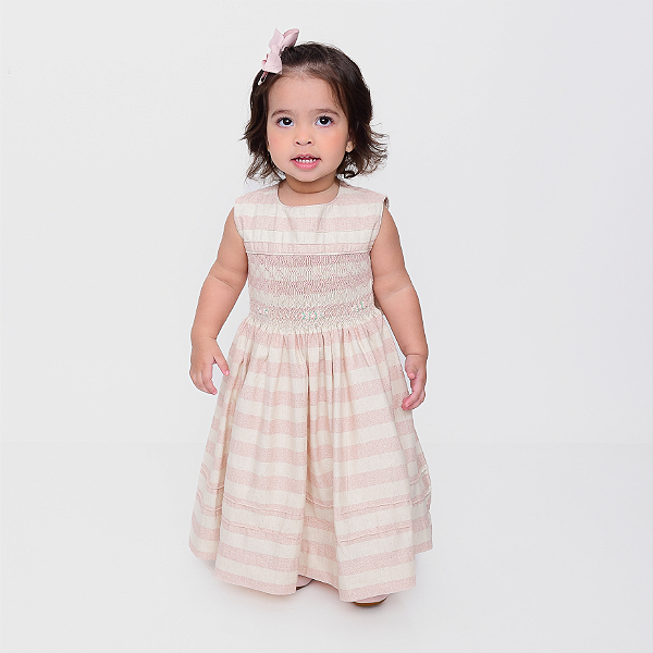 Vestido Dulce Linho Listrado