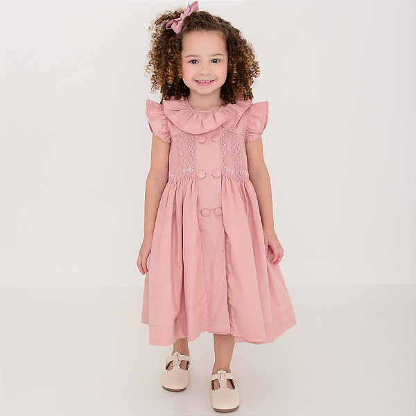 Vestido Mila Linho Rosa