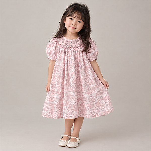 Vestido Mariah Toile de Jouy Rosa