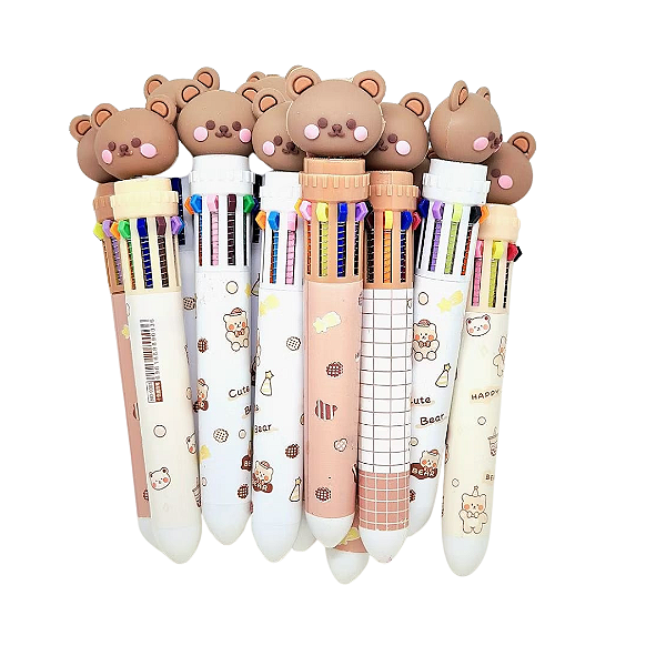 Caneta Ursinho 10 cores