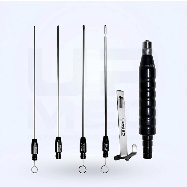 Kit Cânula para Lipoaspiração de Papada Preto - 6 itens